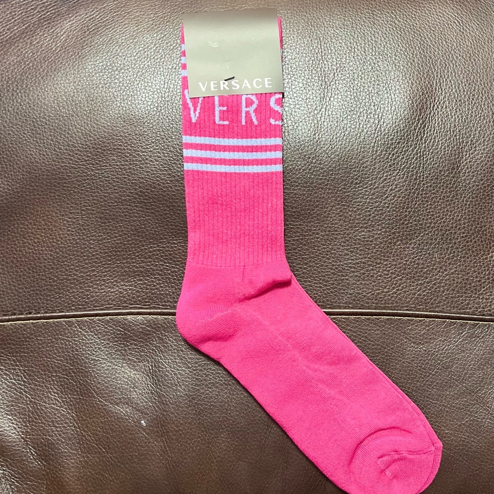 COPY - Versace Pink Logo Socks NWT sz L